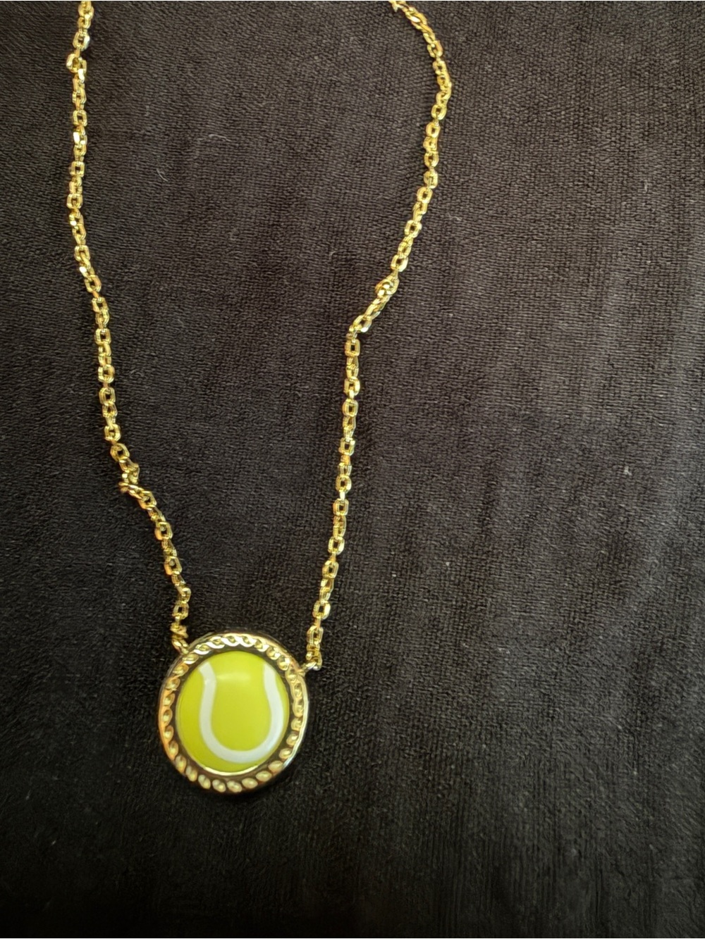 Kendra Scott Gold Tennis Ball Pendant Necklace - Yellow- never worn